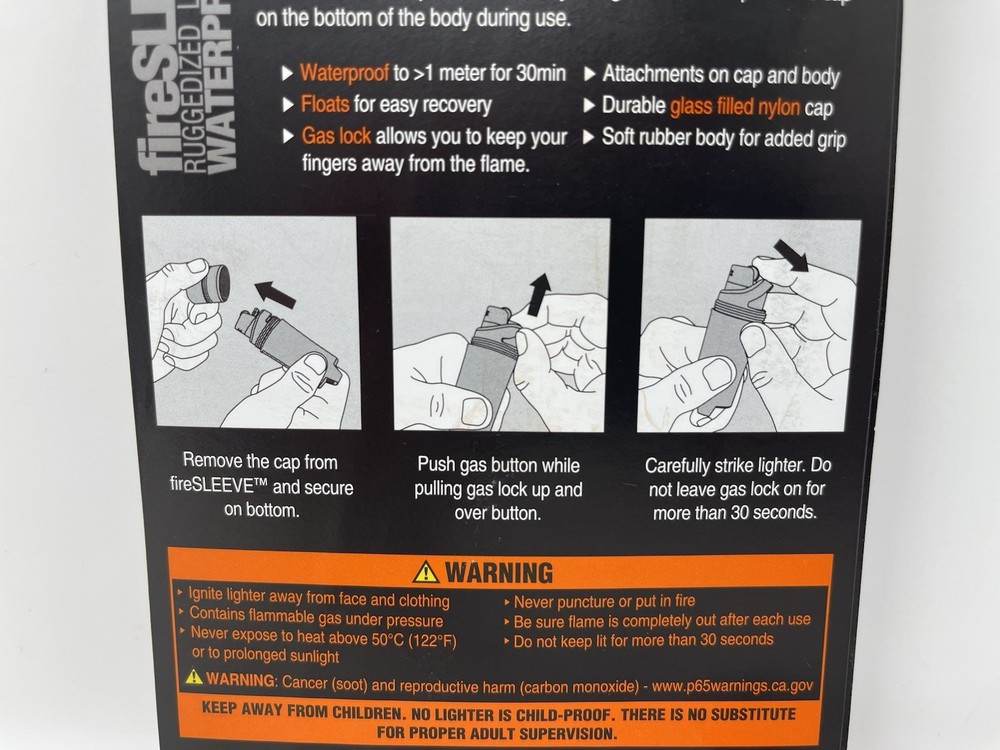 Exotac fireSLEEVE Ruggedized Waterproof Lighter Case - ORANGE