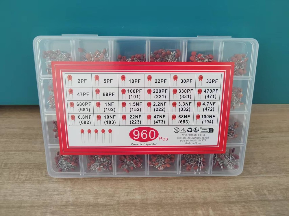 960PCS 24 Values Ceramic Capacitor Assortment Kit 2pF-100nF Components Package