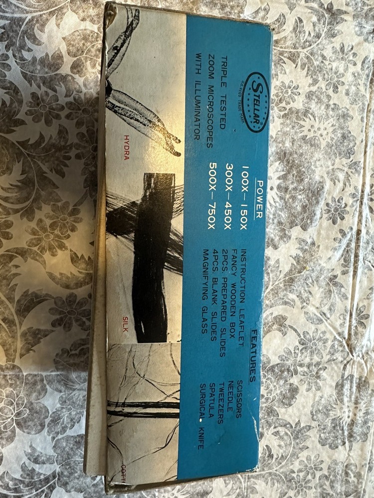 Vintage Stellar Microscope Kit With Tools & Slides, Incomplete