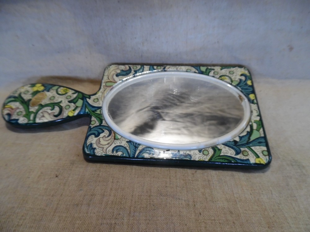 Old Lacquered Pocket Hand Mirror Japan