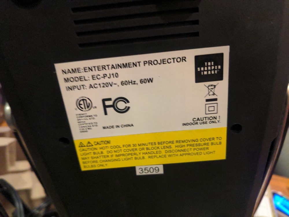 Sharper Image Projector Digital LCD EC-PJ10 Black Tested Works