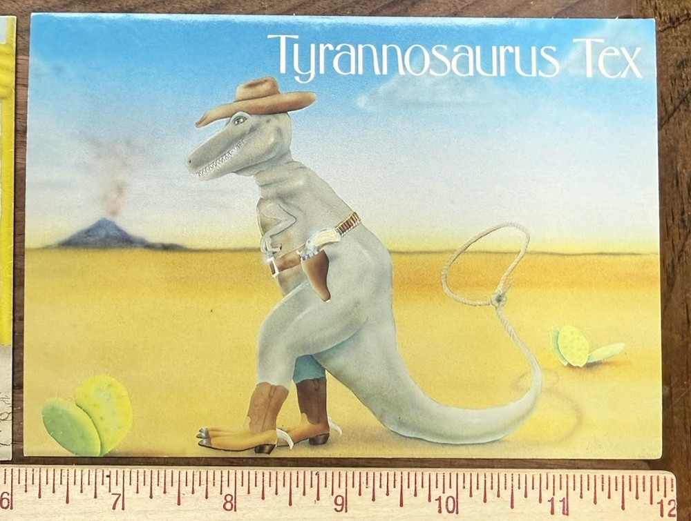Two Whimsical dinosaur postcards 4x6 un-posted