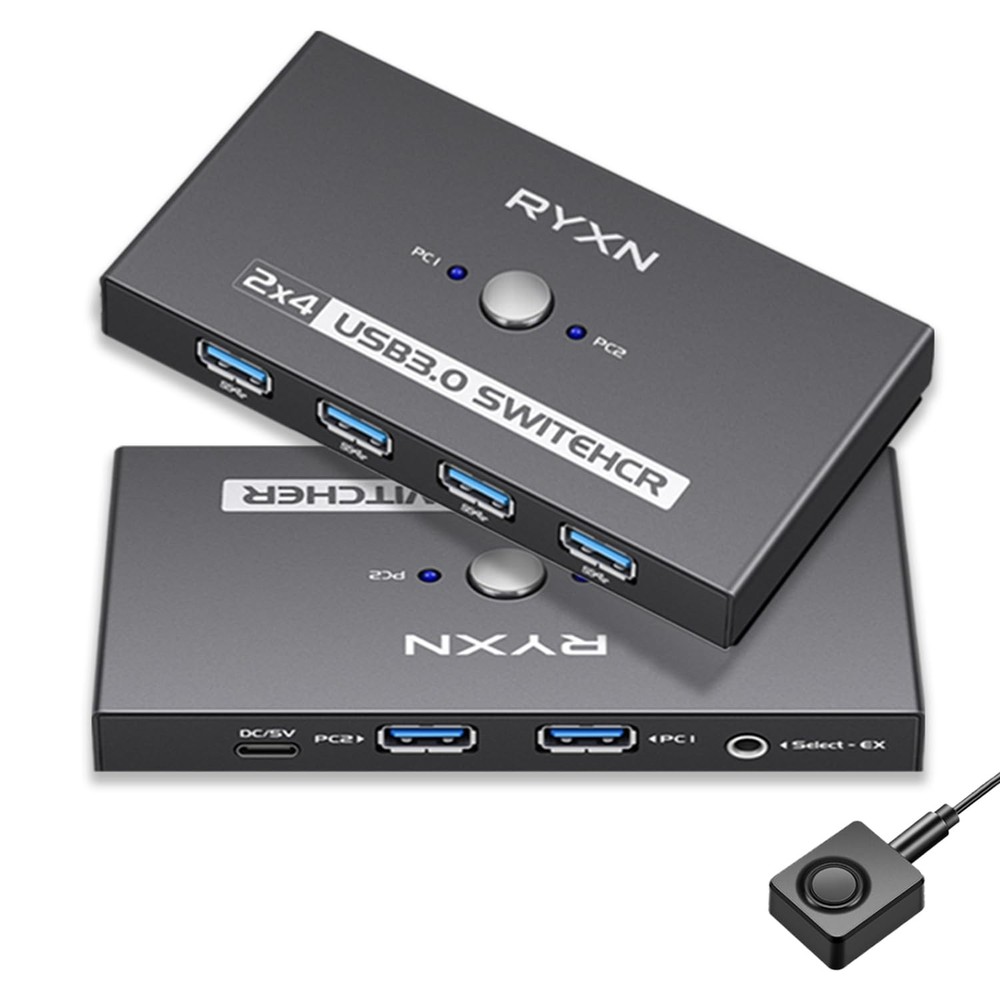 USB Switcher 2 Computers, USB C Switch 2 Computers Share 4 USB 3.0 Devices, w...