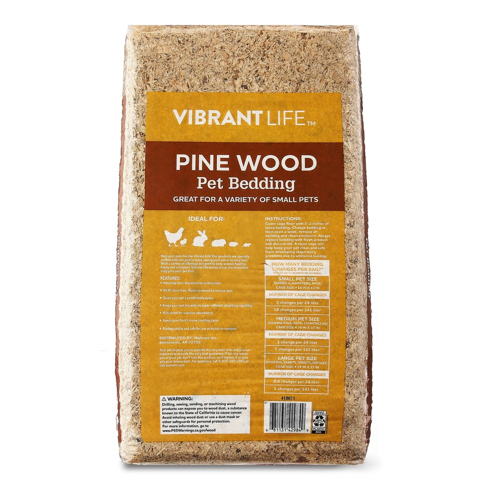 2 pack Pine Pet Bedding for Small Pets and Chickens, 24 L