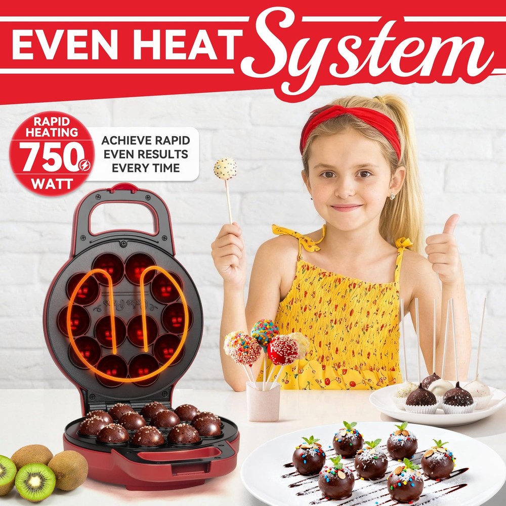 Flip Cake Pop Maker Machine with Ceramic Coating, Make 12 x 1.4 Inch Cake Pop...