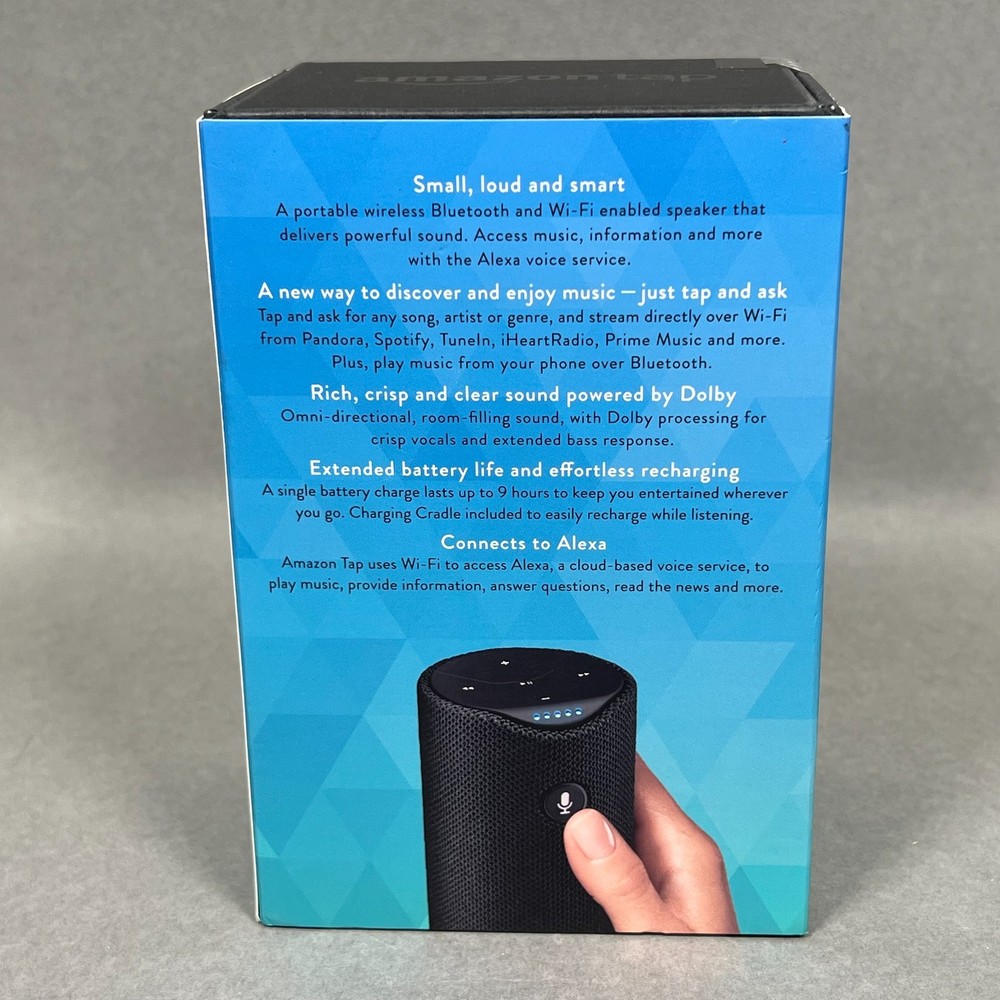 AMAZON Echo TAP Black Alexa-Enabled Portable Wireless Bluetooth Speaker - NEW