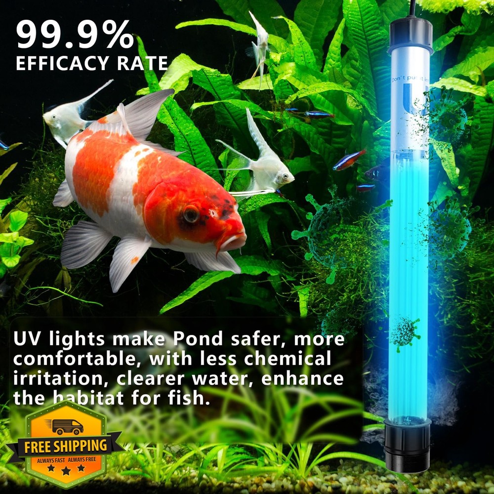 32W Pond UV Light Water Clarifier Algae Control 200-2000 Gallon