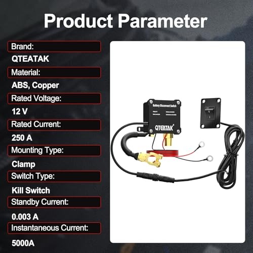 12V 250A Battery Disconnect Switch, KCD4, Manual Control (Panel Rocker Switch)