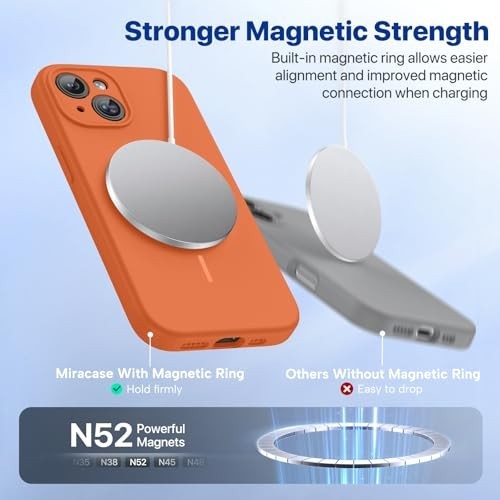 Miracase Magnetic for iPhone 15 Case, [Soft Anti-Scratch Microfiber Lining], Com