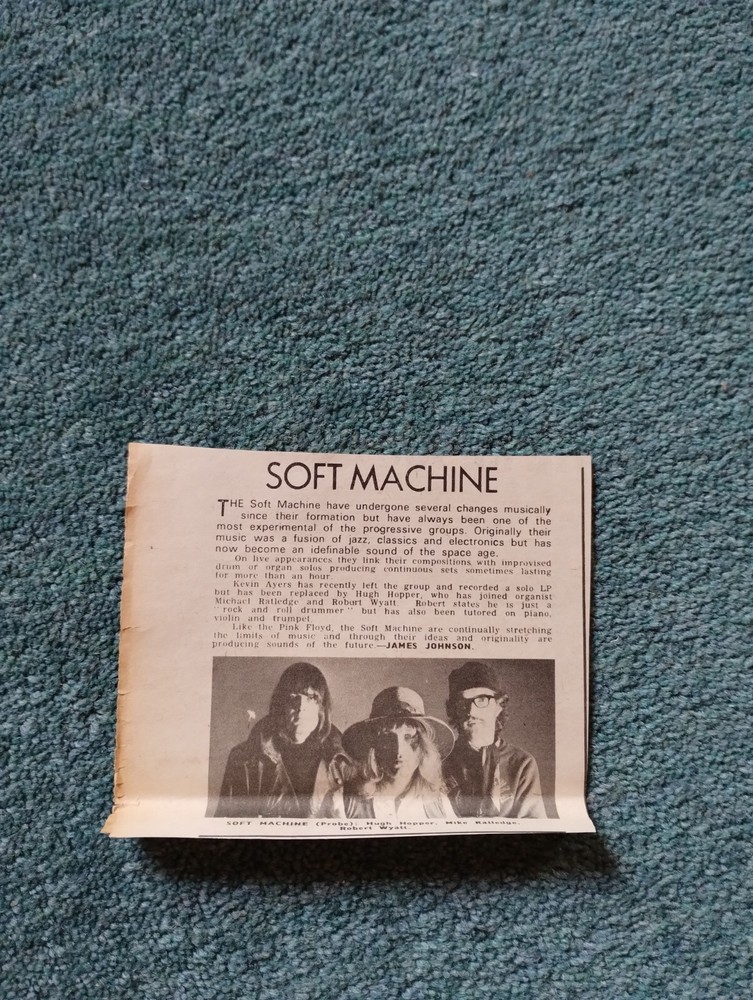 Sk15 Ephemera 1970 Pop Article Soft Machine