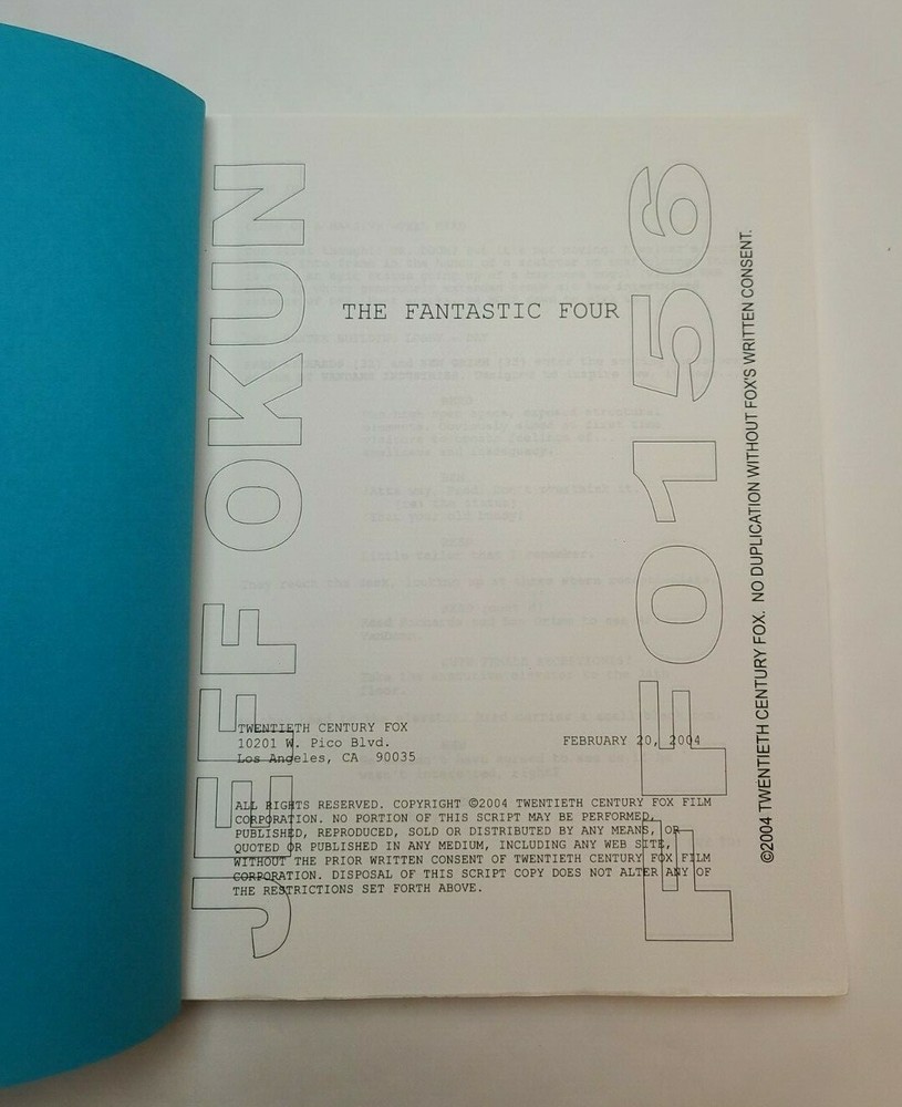 FANTASTIC FOUR / 2004 Screenplay, Jessica Alba & Chris Evans gain superpowers