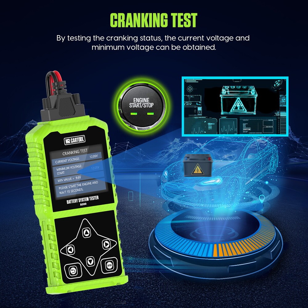 Car Battery Tester 12/24V Load Tester Charging System Analyzer Color LCD Display