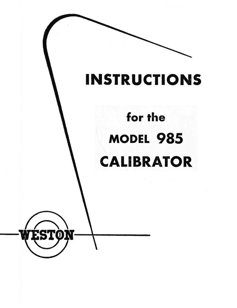 Weston 985 Calibrator Manual