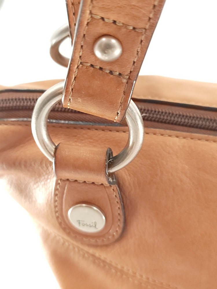 Fossil Shoulder Handbag Tan Leather Distressed Floppy