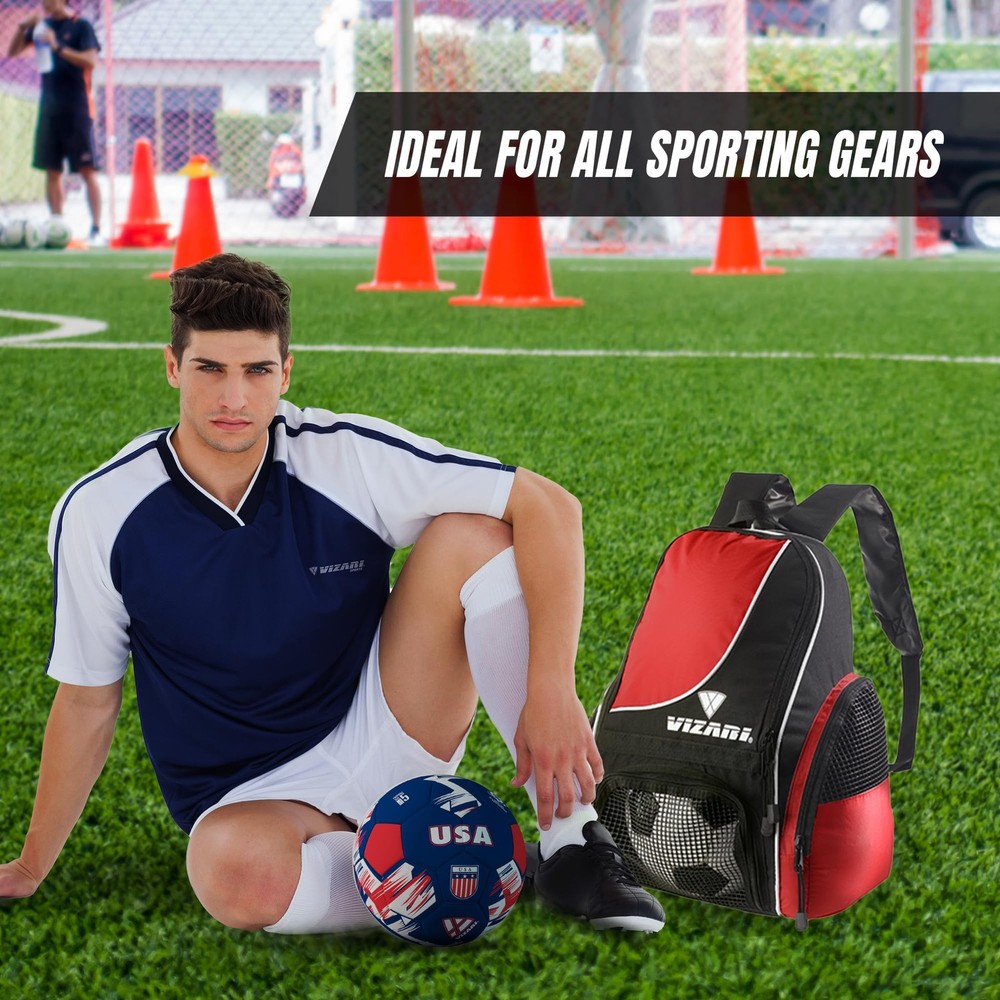 Solano Soccer Backpack With Compartment and Vented Pocket and Mesh Side Cargo...