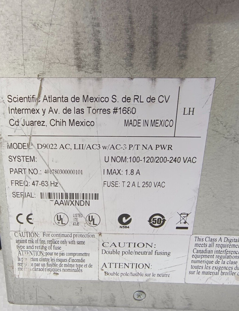 Cisco Scientific Atlantic D9022 Encoder