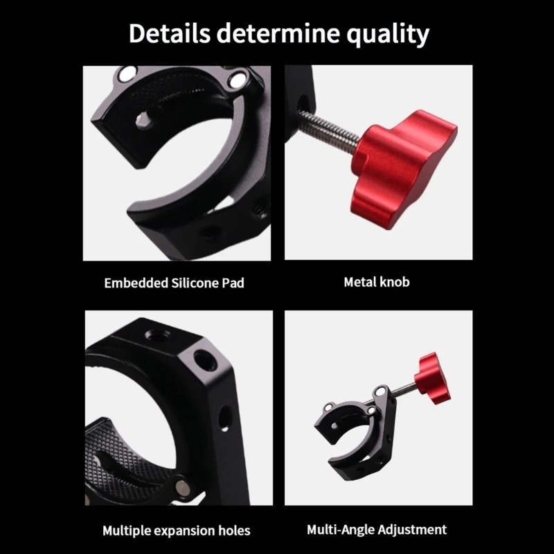 Multipurpose Rod Clamp for Camera Mounting 1/4 Thread Accessories Black