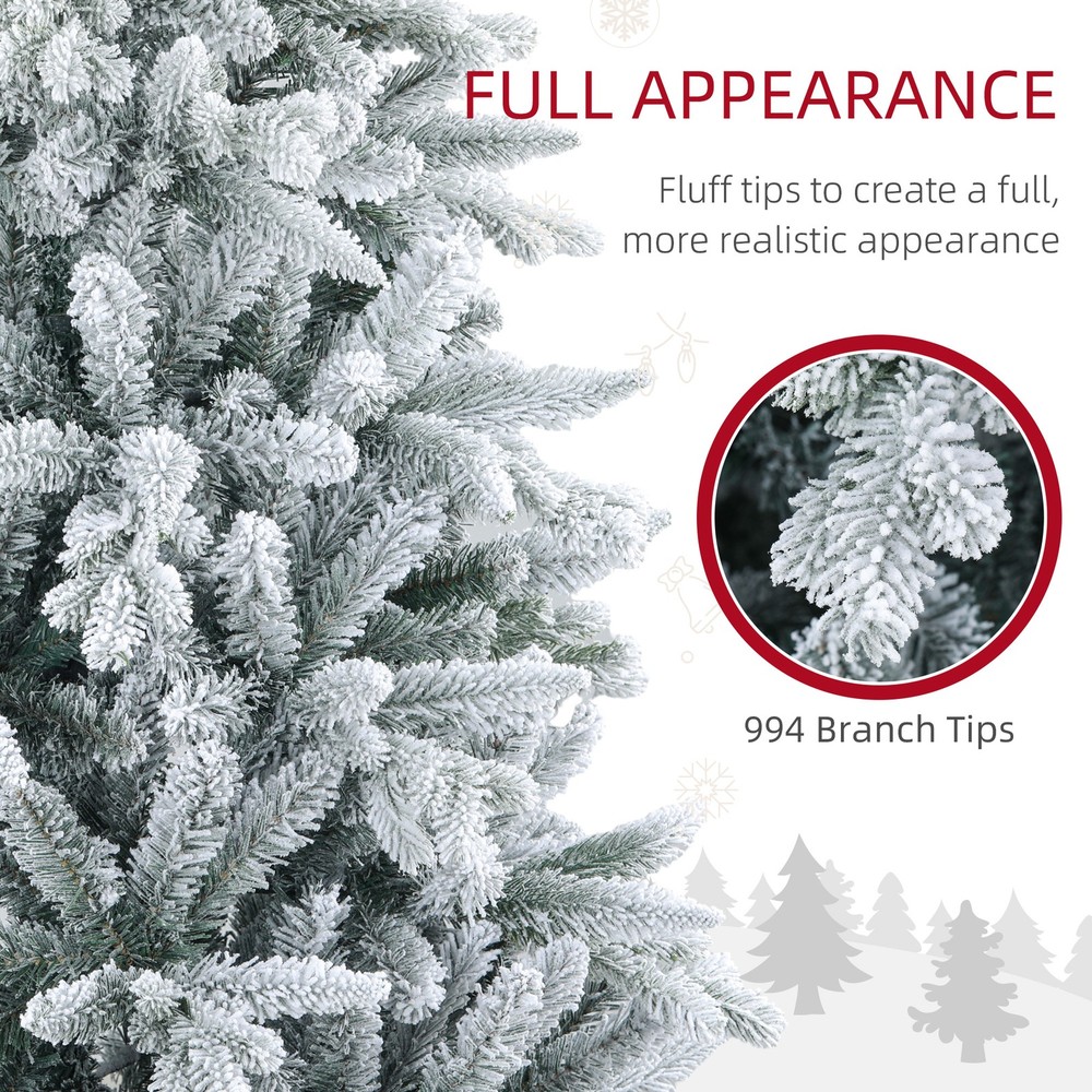 6 Foot Snow Flocked Artificial Christmas Tree, Easy Assembly