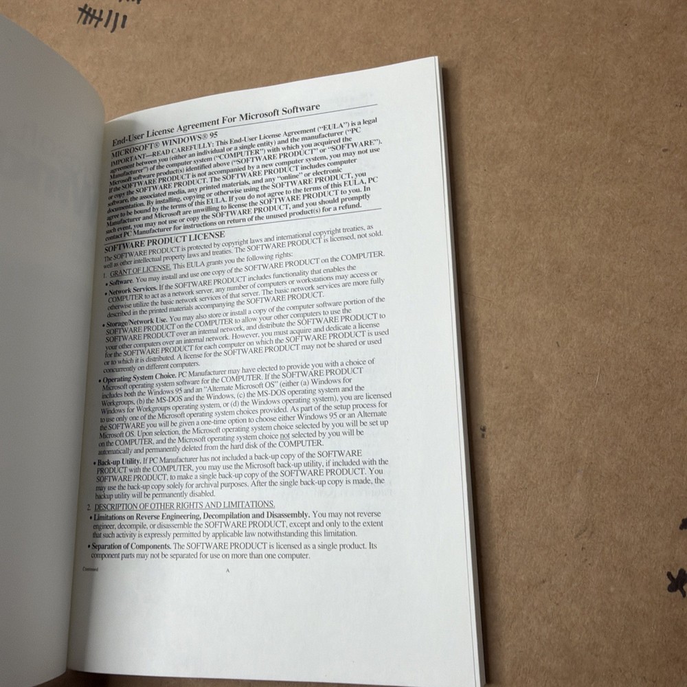 Microsoft Windows 95 Original Install CD-ROM, COA/Product Key & User Guide Used
