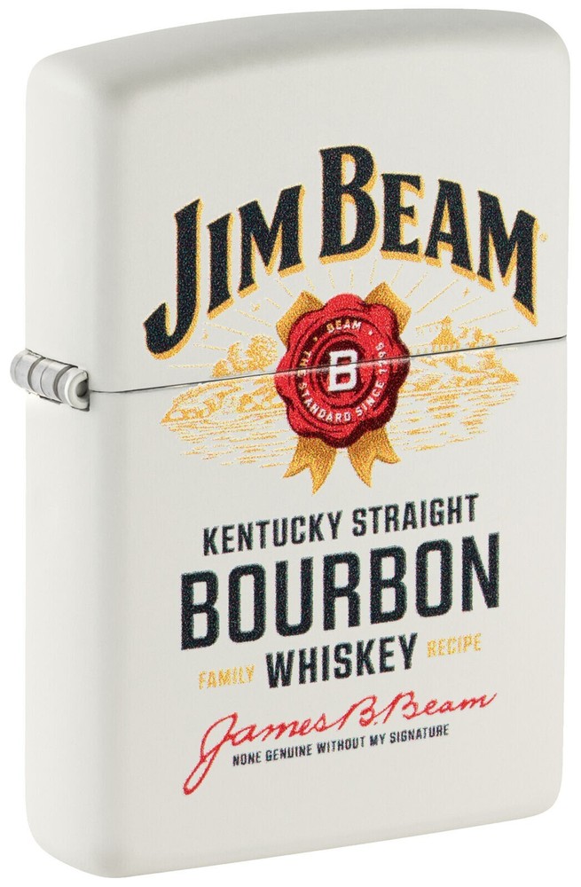 Zippo Jim Beam Label Logo White Matte 48317