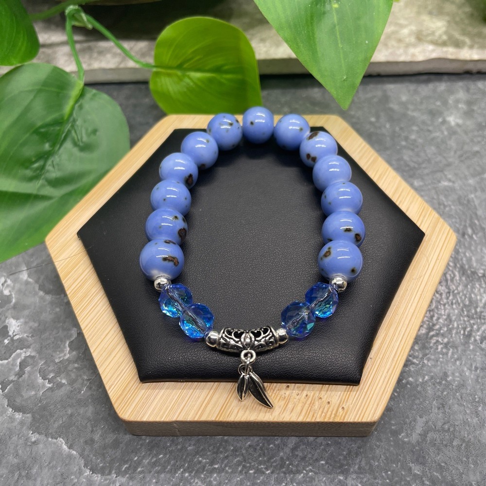 Handmade Ceramic Bead Beaded Stackable 6.5” Plus Stretch Bracelet New B496