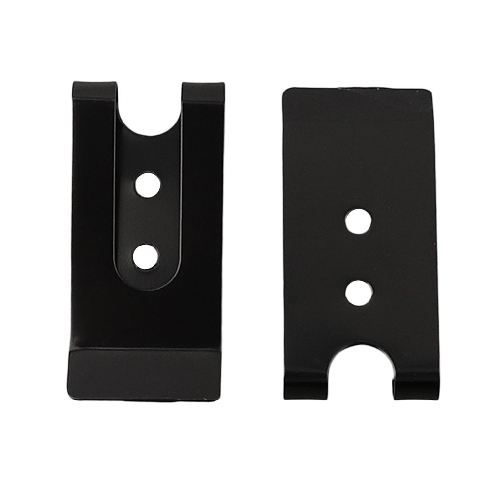 Practical Belt Clip Hook Securing Clip 2pcs Black Coated Finish Flat Base