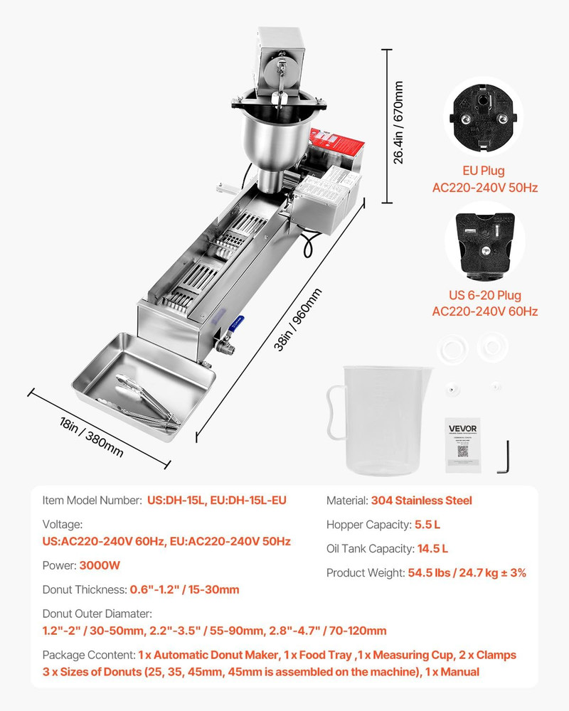 Commercial Automatic Donuts Machine, Single Row Donuts Making Equipment, Stainle