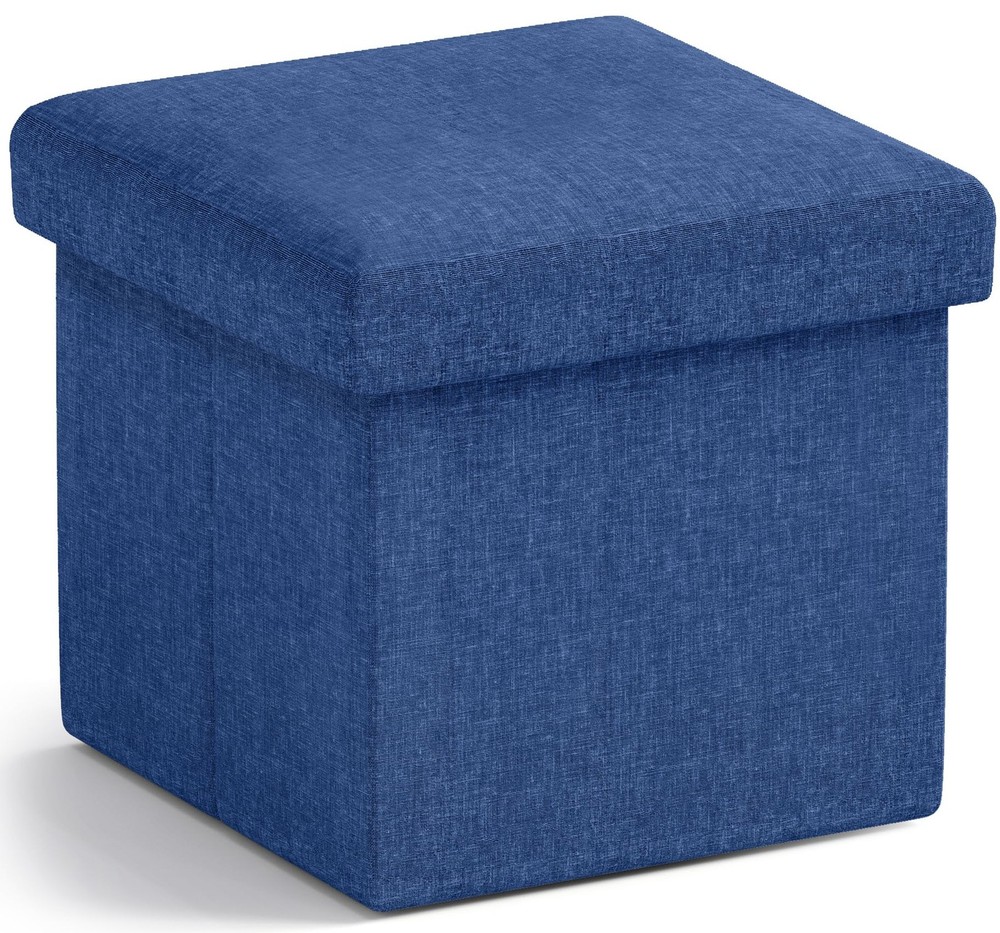Small Storage Ottoman Foldable Collapsible Cube Square Linen Ottoman Foot Res...