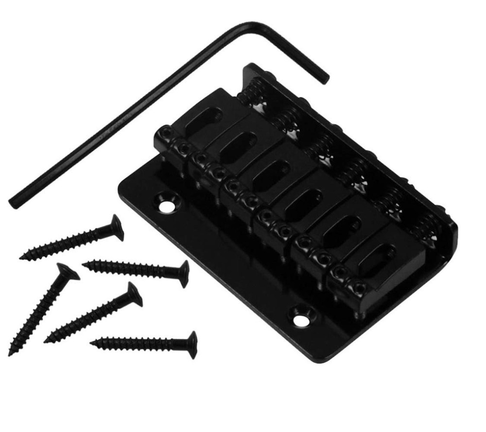 6 String 65MM Metal Fixed Hardtail Saddle Bridge Top Load Guitar Black