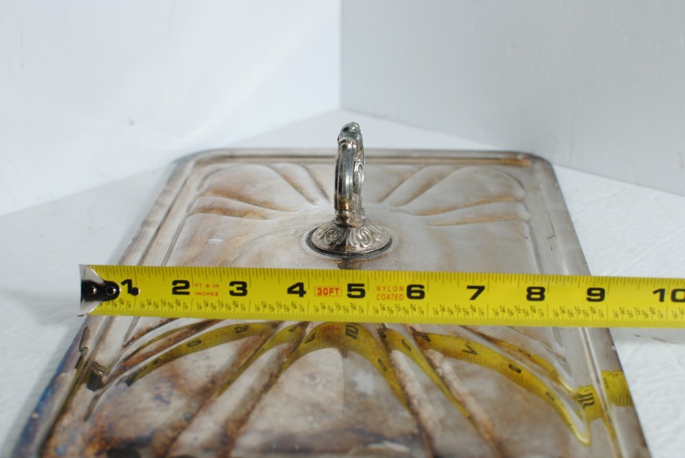 Vintage Silver Plated Footed Rectangular Casserole Serving Tray with Lid 14.25