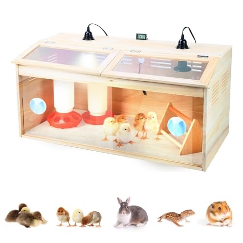Chick Brooder Box Chick Starter Kit,Large Wooden Brooder Box for Chicks with
