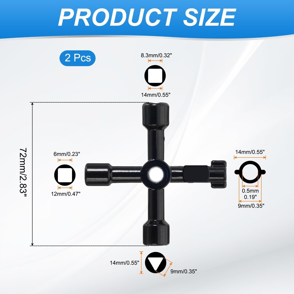 4-Way Multi-Functional Utility Key 2 Pack Universal Cross Key Stopcock Key 4 ...