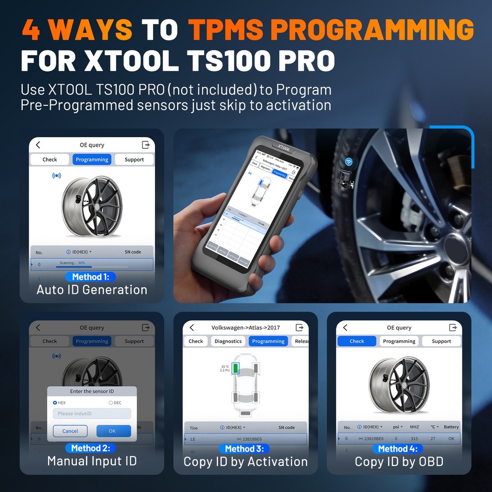 XTOOL TP580 TPMS TS100 Programming Tool All System Diagnostic Scanner 22+Service