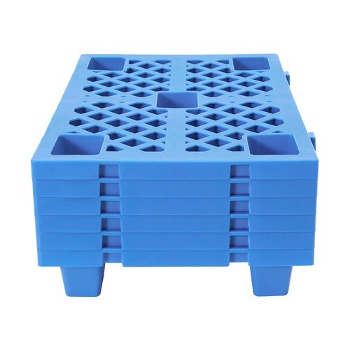 6-Piece Interlocking Plastic Pallets for Efficient Warehouse Storage