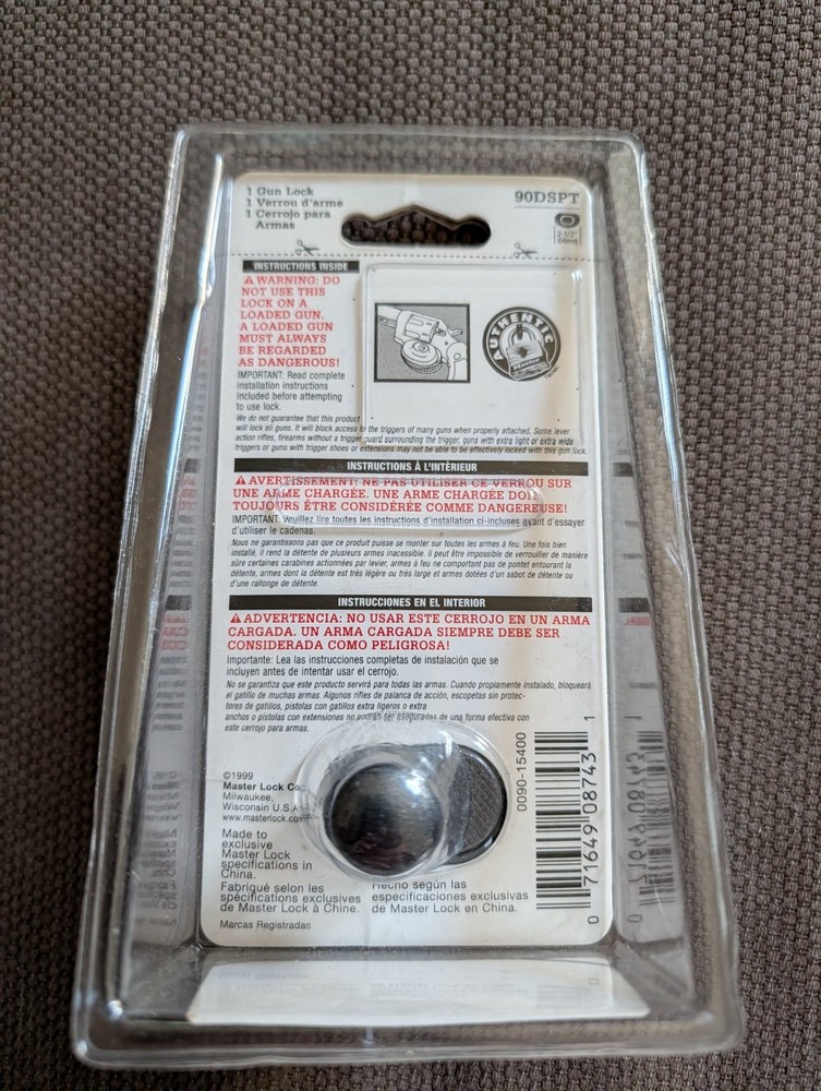 Master Lock 90DSPT Keyed Trigger Lock Gun Lock New Sealed