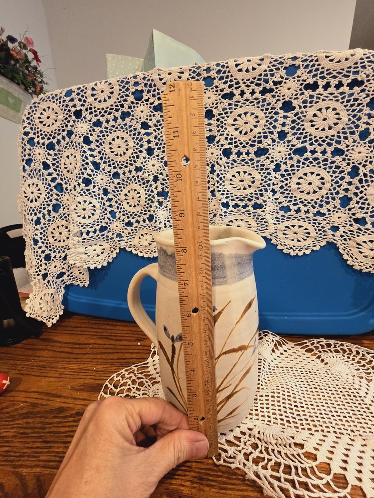 Signed Studio Art Pottery Pitcher 8" Beautiful!!