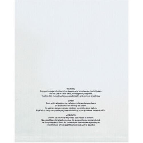 Poly Bag with Suffocation Warning 16 x 16 Inch 100 Pack, Clear, 2 Mil