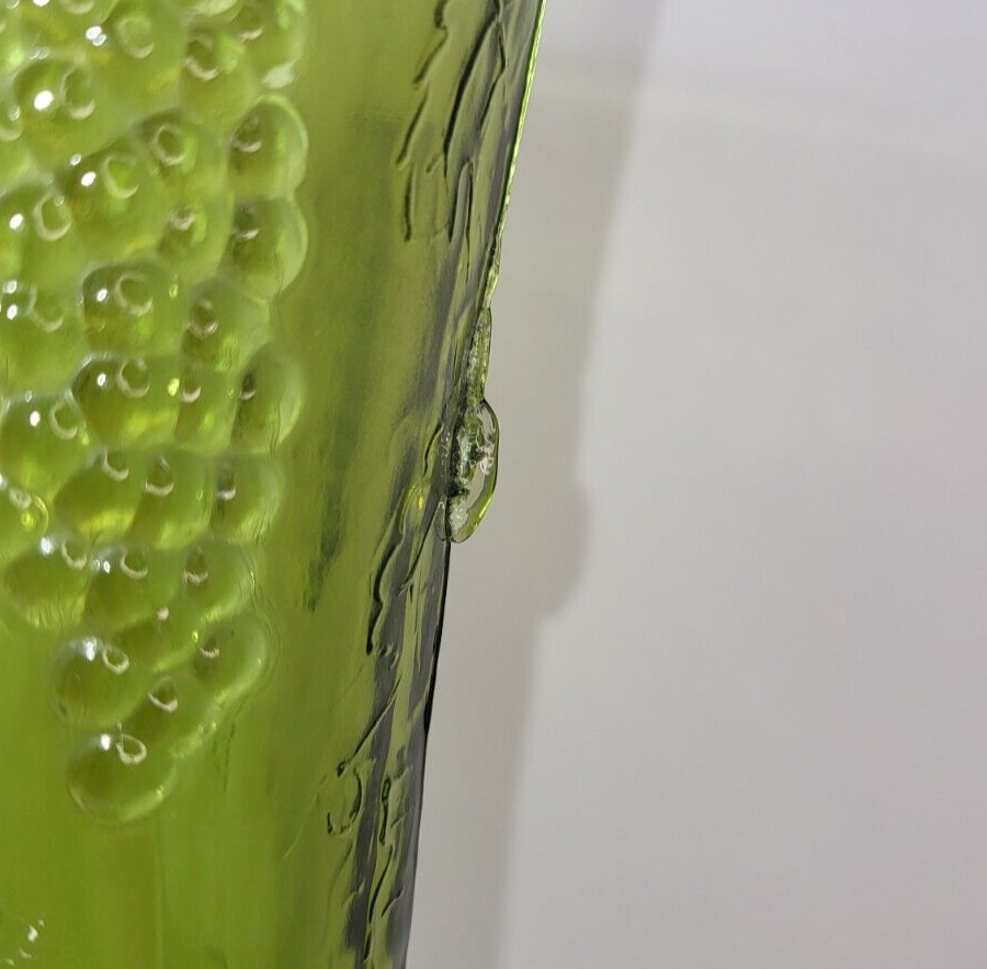 Vintage Embossed Grape Emerald Green Vase