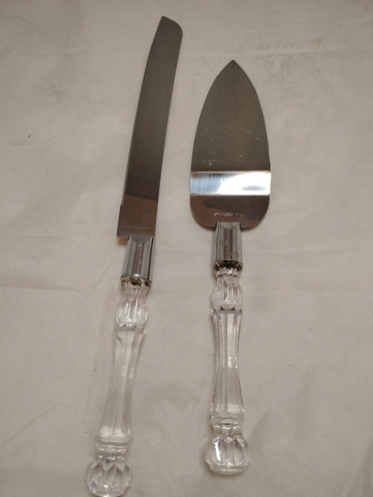 Wedding Cake Cutter Set Clear Handles