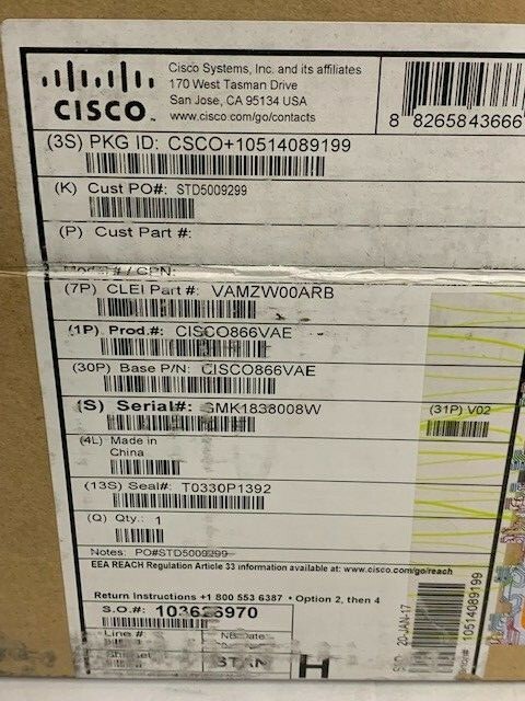 Cisco 866VAE CISCO866VAE Integrated Service Router NEW