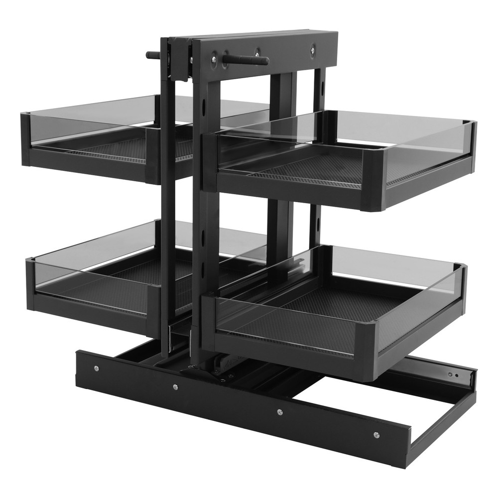 2 Tiers Kitchen Black Corner Pull Out Organizer Blind Corner Pullout Organizer