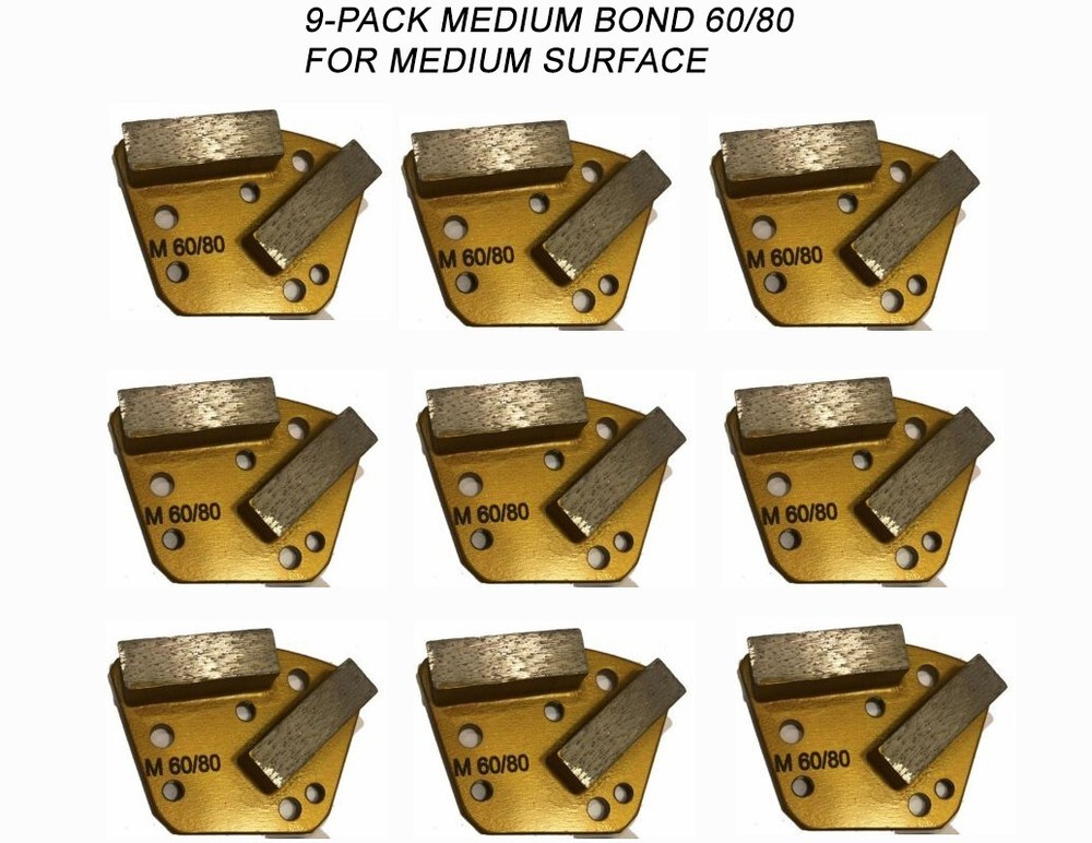 9-Pack! Diamond Grinding Discs For Bolt-on Grinder For Medium Surface Grit 60/80