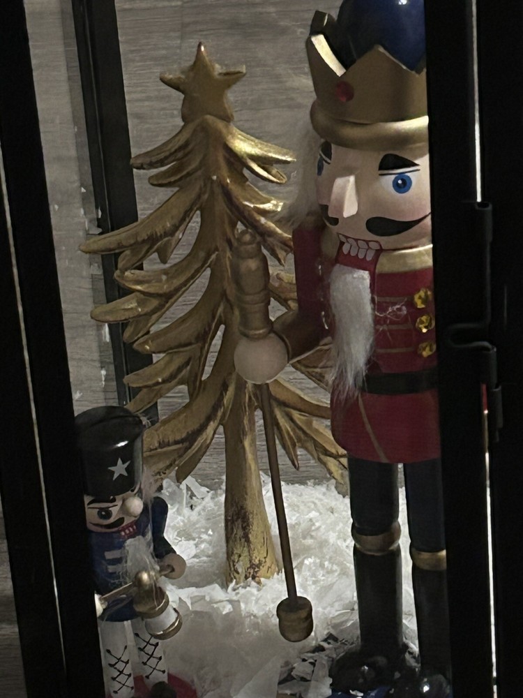 Two Christmas Themed Nutcracker Lanterns 14 In In Height 2 Nutcrackers 4" & 10"