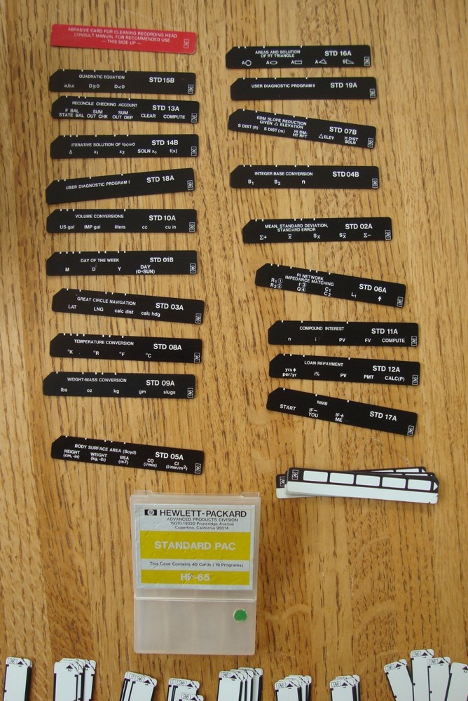 HP-65 - 2 Program Pacs, 20 Pocket Instruction Cards, Blank Program Cards