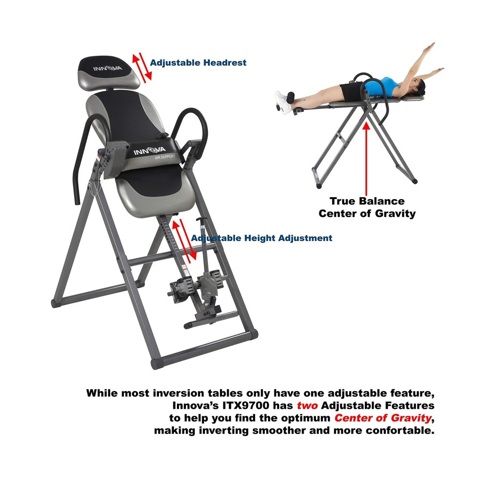 Innova ITX9900 Inversion Table with Air Lumbar Support, Black/Gray