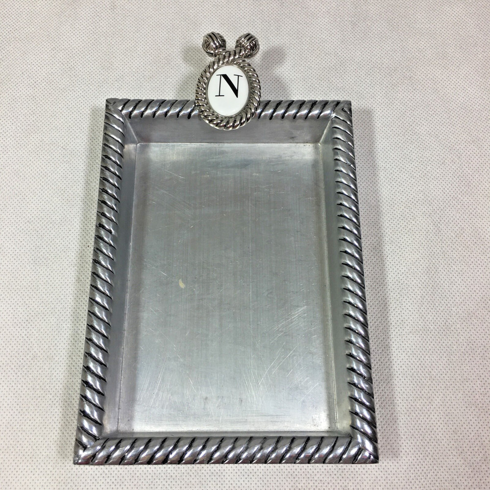 Mud Pie 2009 N Initial Metal Note Holder Tray 501013