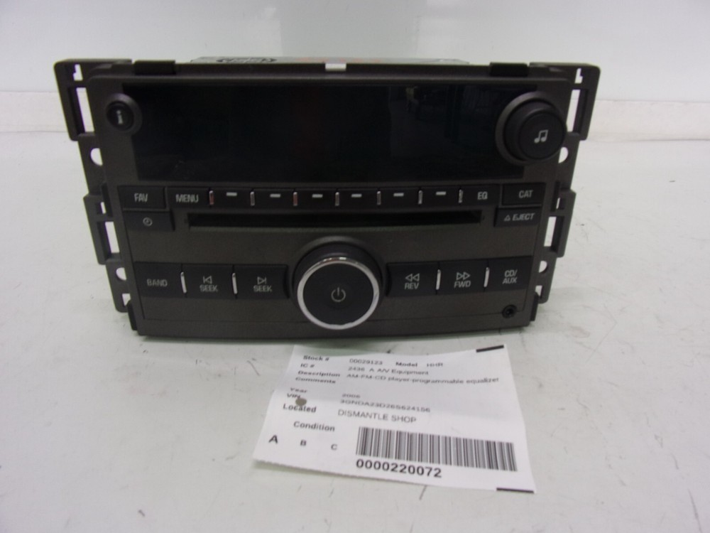 CHEVROLET HHR 2006 A/V Equipment AM-FM-CD player-programmable equalizer