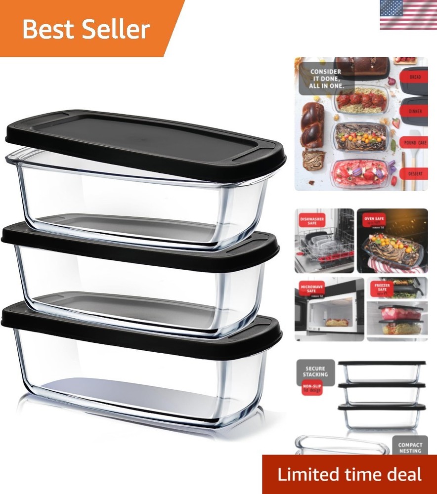 Borosilicate Glass Bread Pans 3-Pack - Oven & Freezer Safe Convenience