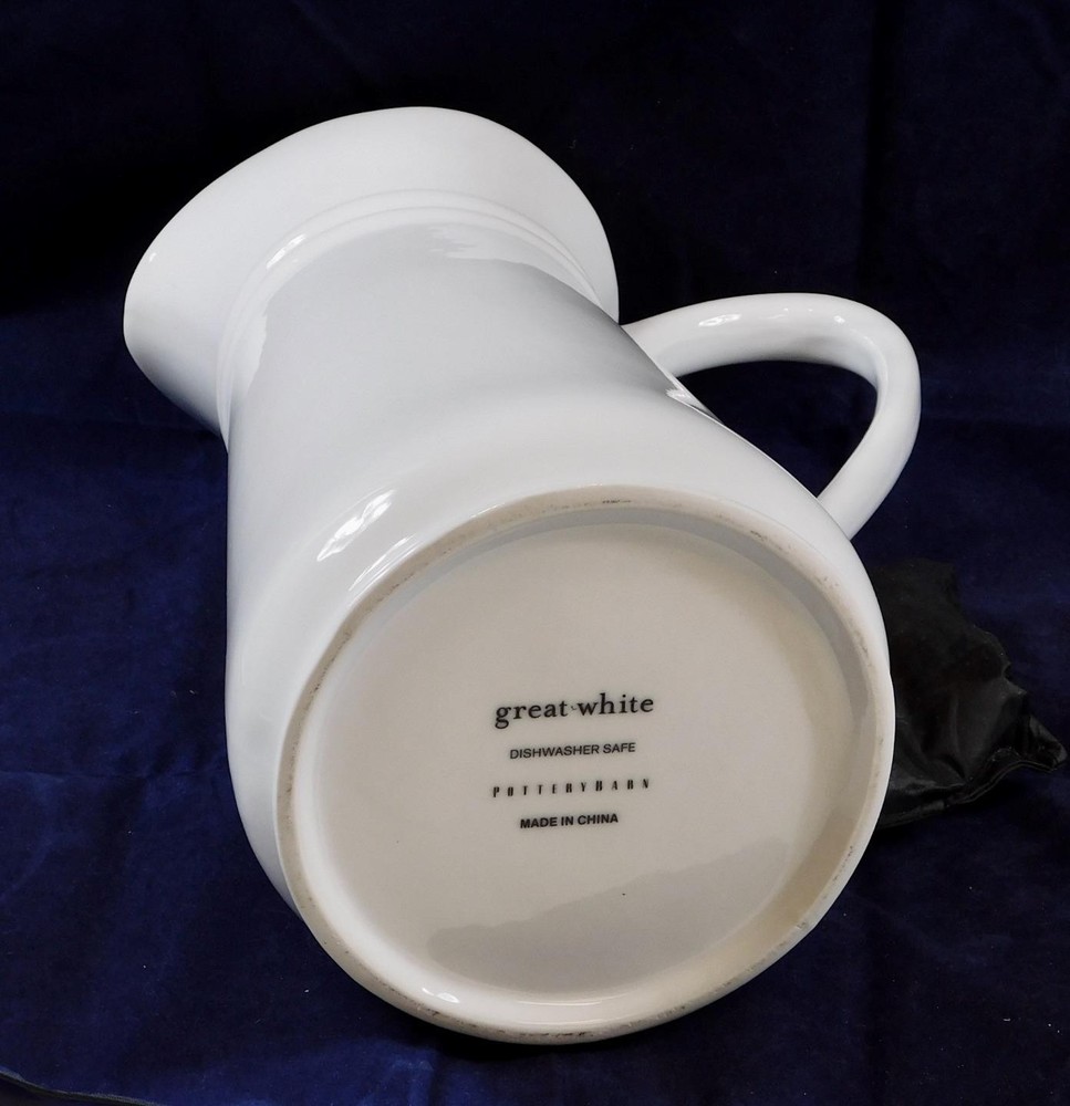 Pottery Barn "Great White" large White Porcelain Pitcher