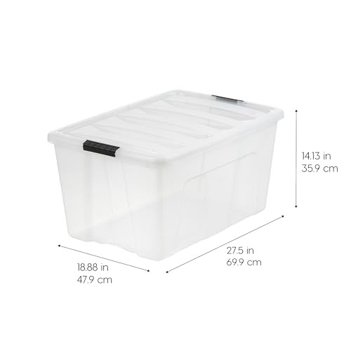 Stackable Plastic Storage Bins with Lids - BPA-Free, Made 94 Qt Clear 2 Pack